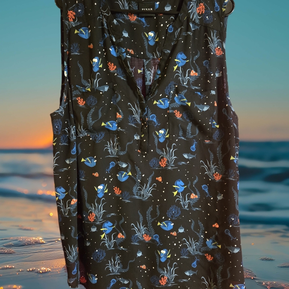 Women's Sleeveless Top - Black with Blue Disney Torrid Finding Dory